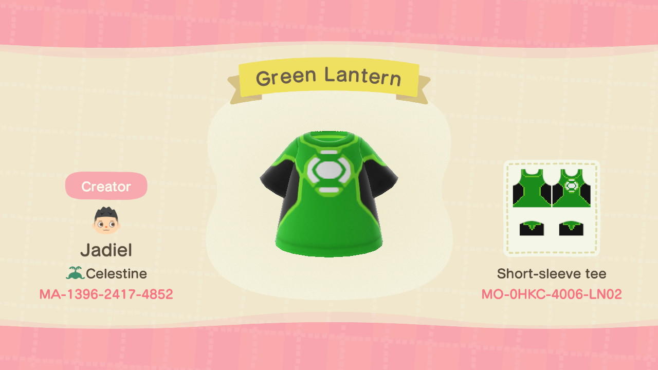 Animal Crossing Design Code: MO-0HKC-4006-LN02 Green Lantern