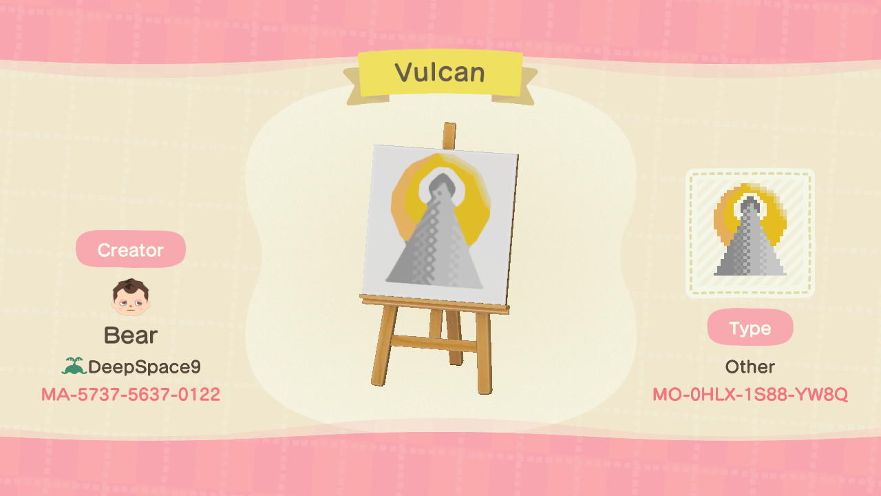 Animal Crossing Design Code: MO-0HLX-1S88-YW8Q Vulcan insignia