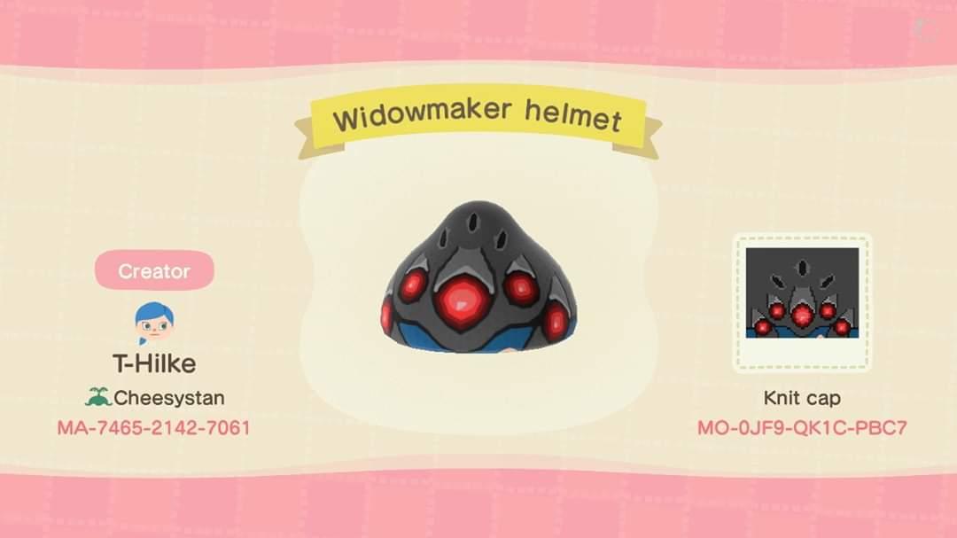 Animal Crossing Design Code: MO-0JF9-QK1C-PBC7 Widowmaker helmet