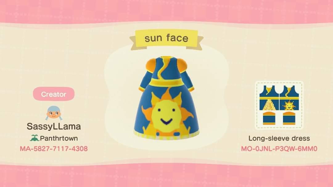 Animal Crossing Design Code: MO-0JNL-P3QW-6MM0 Sun face