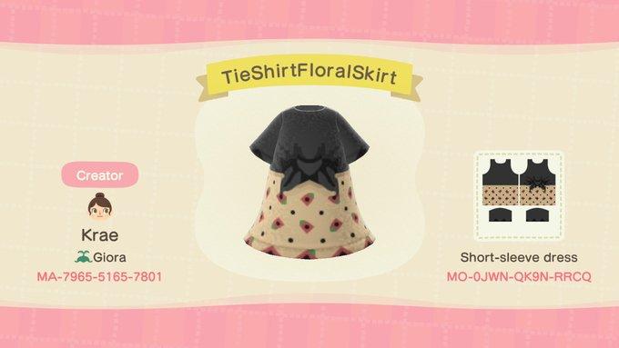 Animal Crossing Design Code: MO-0JWN-QK9N-RRCQ TieShirtFloralSkirt