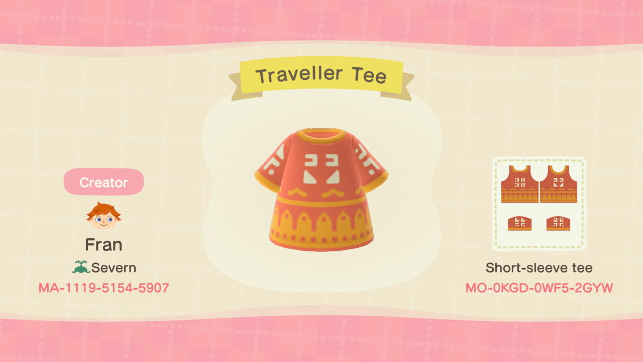 Animal Crossing Design Code: MO-0KGD-0WF5-2GYW Traveller Tee