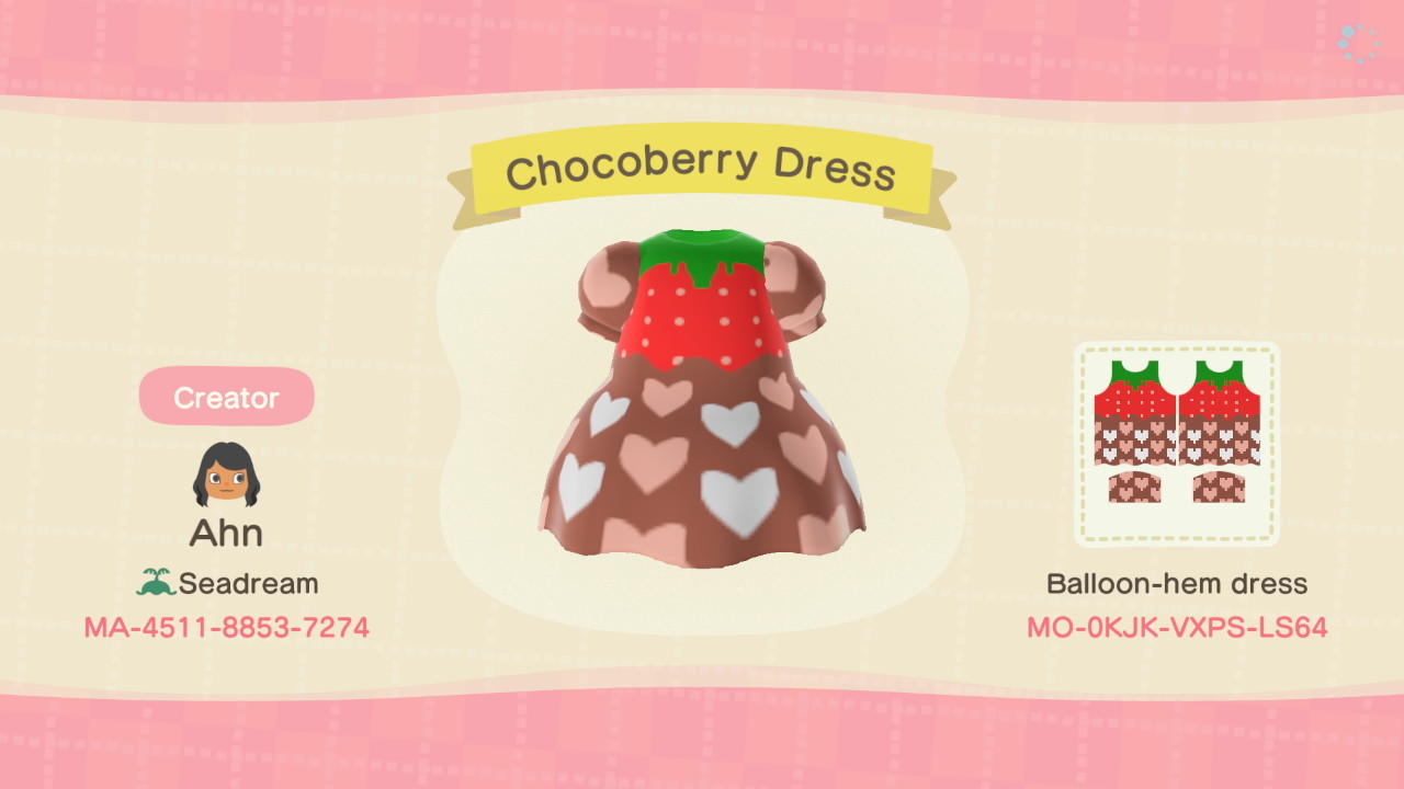 Animal Crossing Design Code: MO-0KJK-VXPS-LS64 Chocoberry Dress