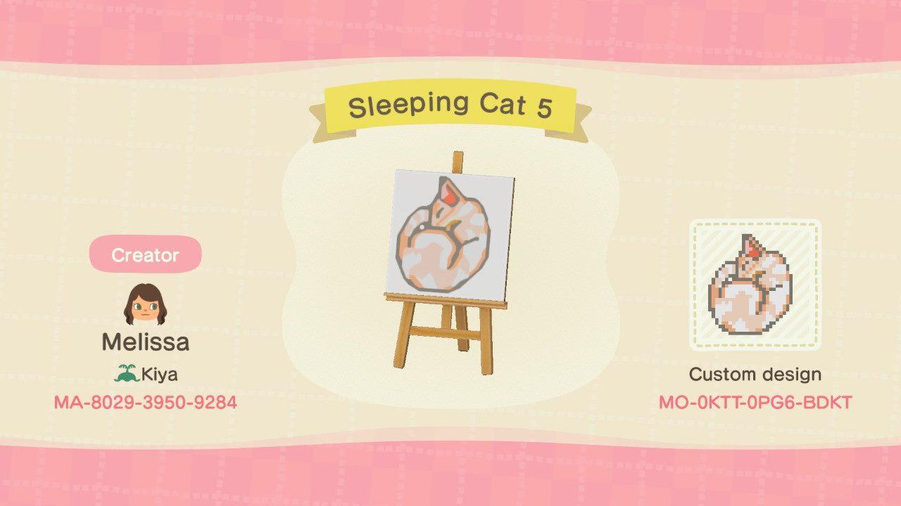 Animal Crossing Design Code: MO-0KTT-0PG6-BDKT Sleeping Cat 5