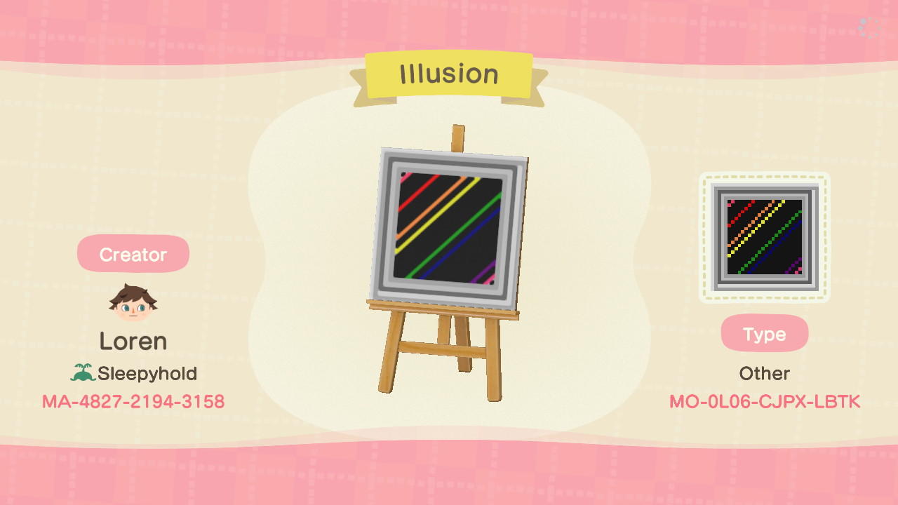 Animal Crossing Design Code: MO-0L06-CJPX-LBTK Illusion - Ib