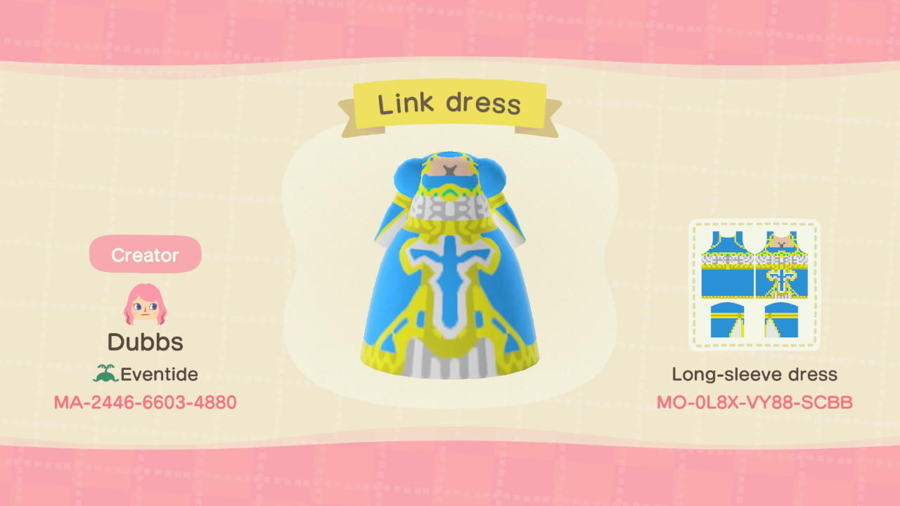 Animal Crossing Design Code: MO-0L8X-VY88-SCBB Female Link dress