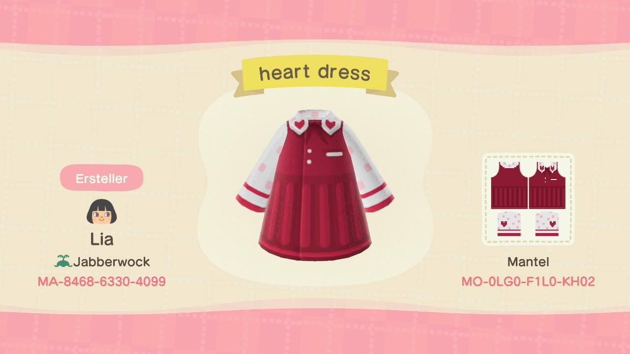 Animal Crossing Design Code: MO-0LG0-F1L0-KH02 heart dress