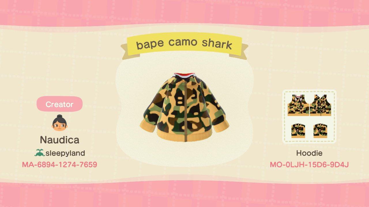 Animal Crossing Design Code: MO-0LJH-15D6-9D4J bape camo shark