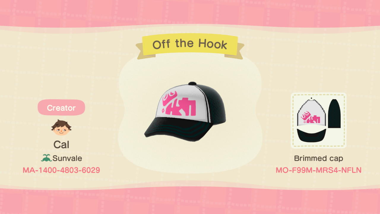 Animal Crossing Design Code: MO-0LL5-J1LS-N9D8 Off the Hook