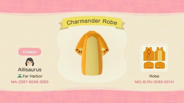 Animal Crossing Design Code: MO-0LRV-2K93-501H Charmander Robe