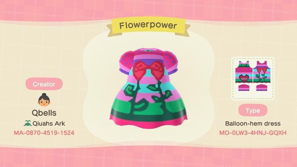Animal Crossing Design Code: MO-0LW3-4HNJ-GQXH Flower Dress