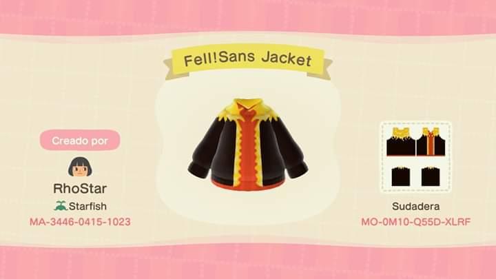 Animal Crossing Design Code: MO-0M10-Q55D-XLRF Fell!Sans Jacket