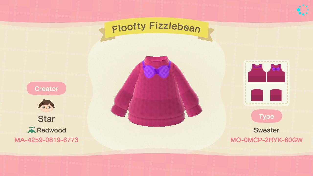Animal Crossing Design Code: MO-0MCP-2RYK-60GW Floofty Fizzlebean