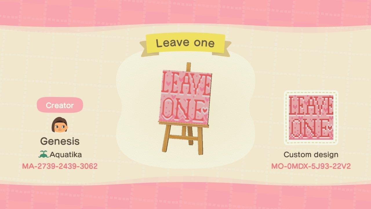 Animal Crossing Design Code: MO-0MDX-5J93-22V2 Swap Shop Leave One