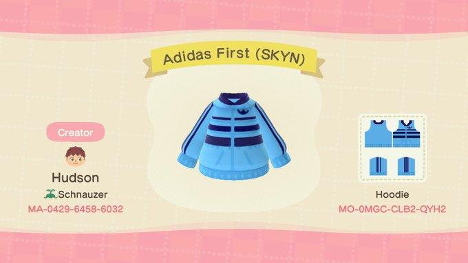Animal Crossing Design Code: MO-0MGC-CLB2-QYH2 Adidas First (SKYN)