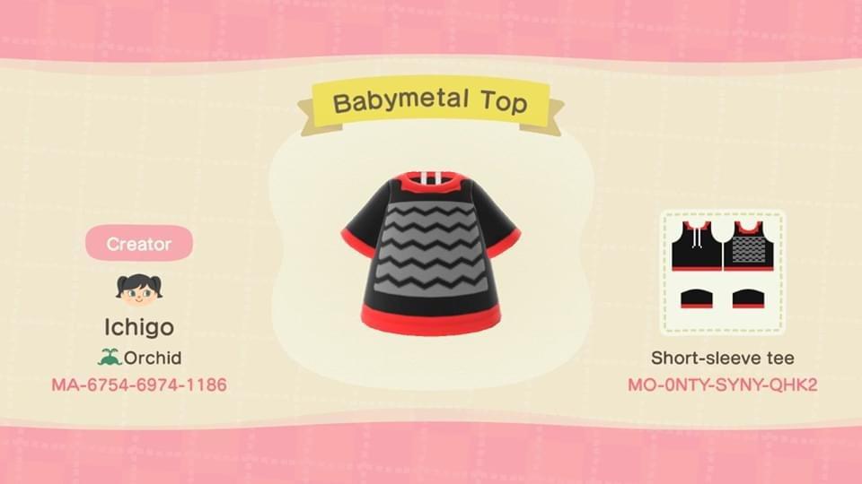 Animal Crossing Design Code: MO-0NTY-SYNY-QHK2 Babymetal Top