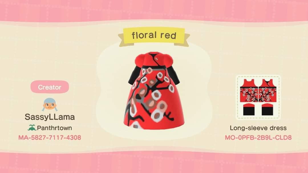 Animal Crossing Design Code: MO-0PFB-3B9L-CLD8 Floral red