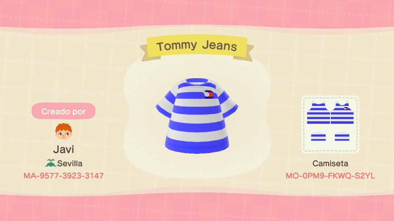 Animal Crossing Design Code: MO-0PM9-FKWQ-S2YL Tommy Jeans
