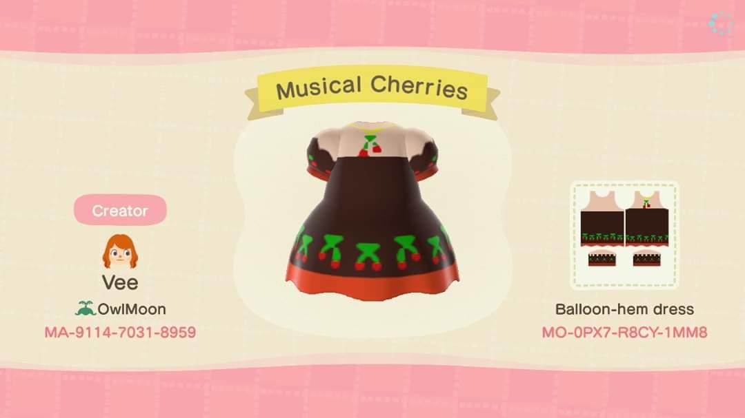 Animal Crossing Design Code: MO-0PX7-R8CY-1MM8 Musical Cherries