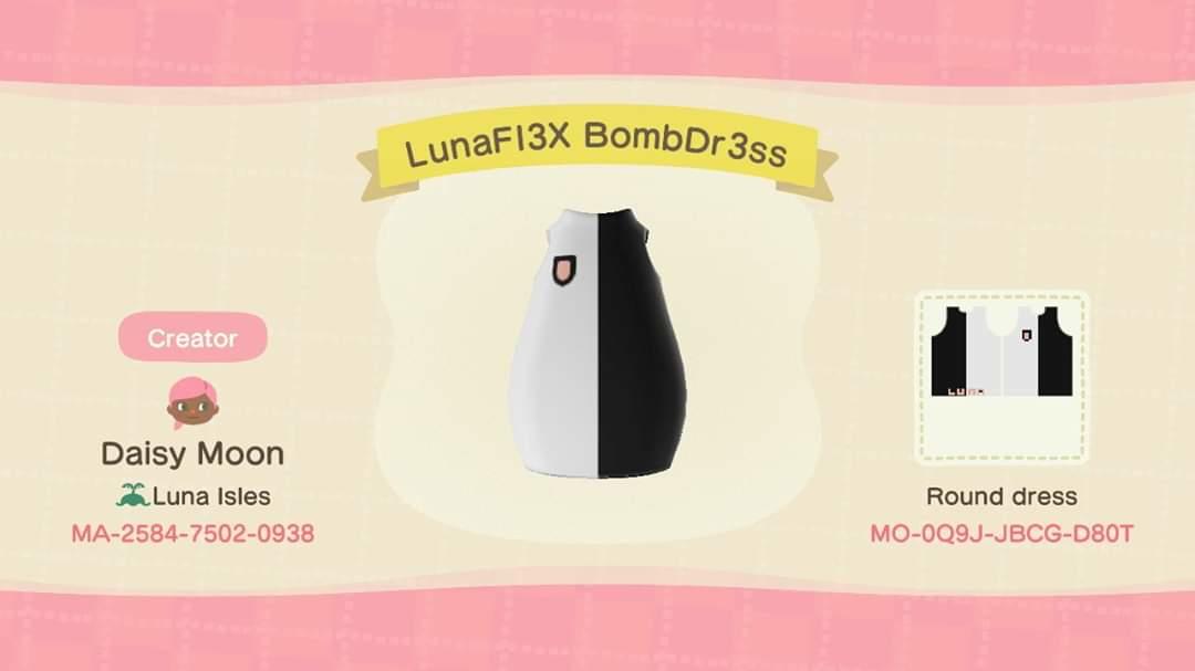 Animal Crossing Design Code: MO-0Q9J-JBCG-D80T LunaFlex BombDress