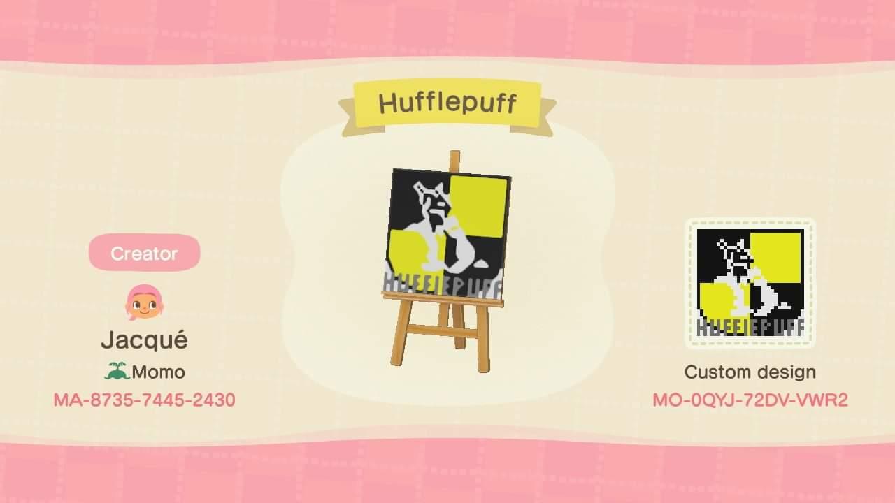 Animal Crossing Design Code: MO-0QYJ-72DV-VWR2 Hufflepuff