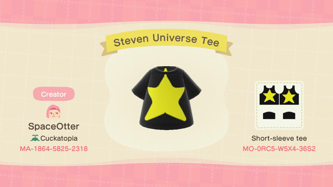 Animal Crossing Design Code: MO-0RC5-W5X4-36S2 Steven Universe Tee
