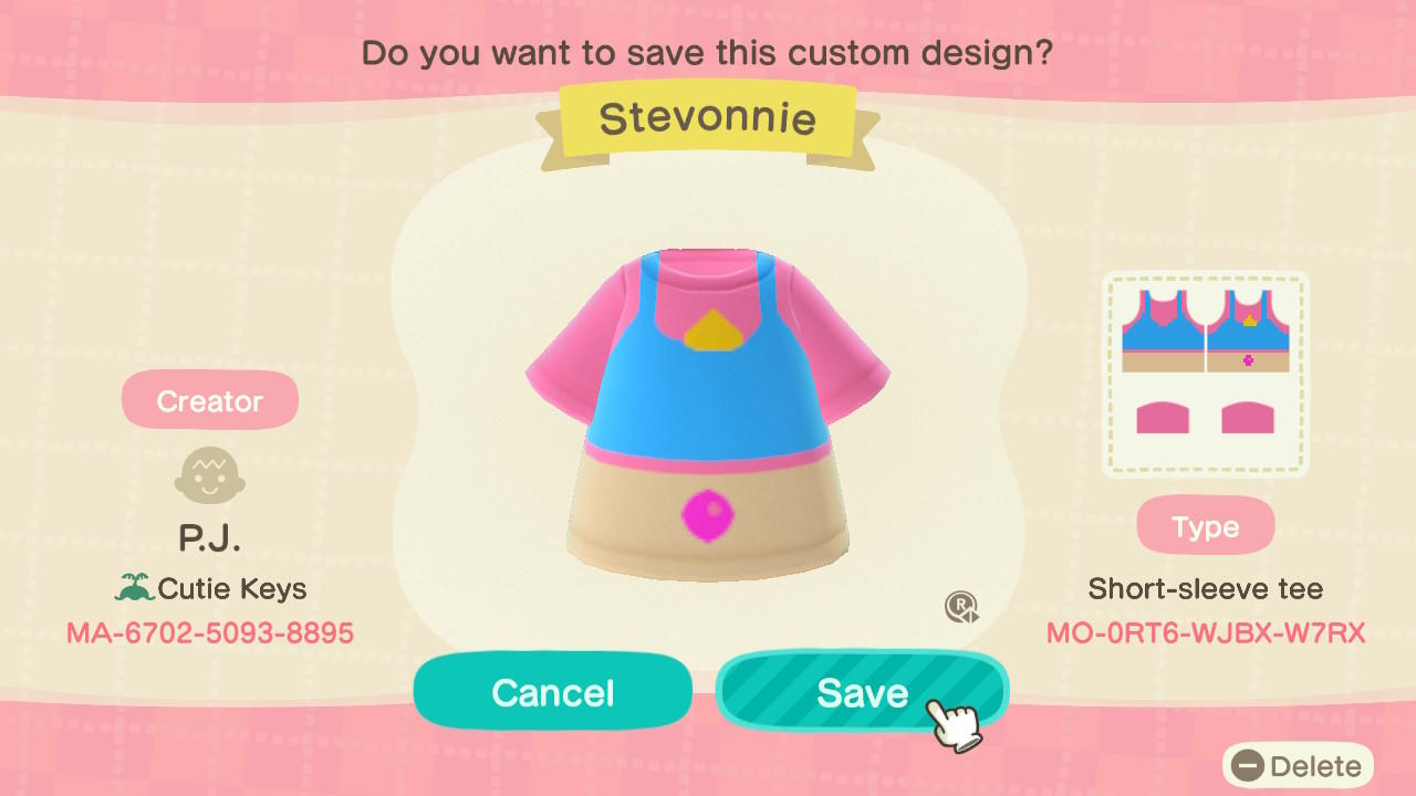 Animal Crossing Design Code: MO-0RT6-WJBX-W7RX MA 4 diff skin tones