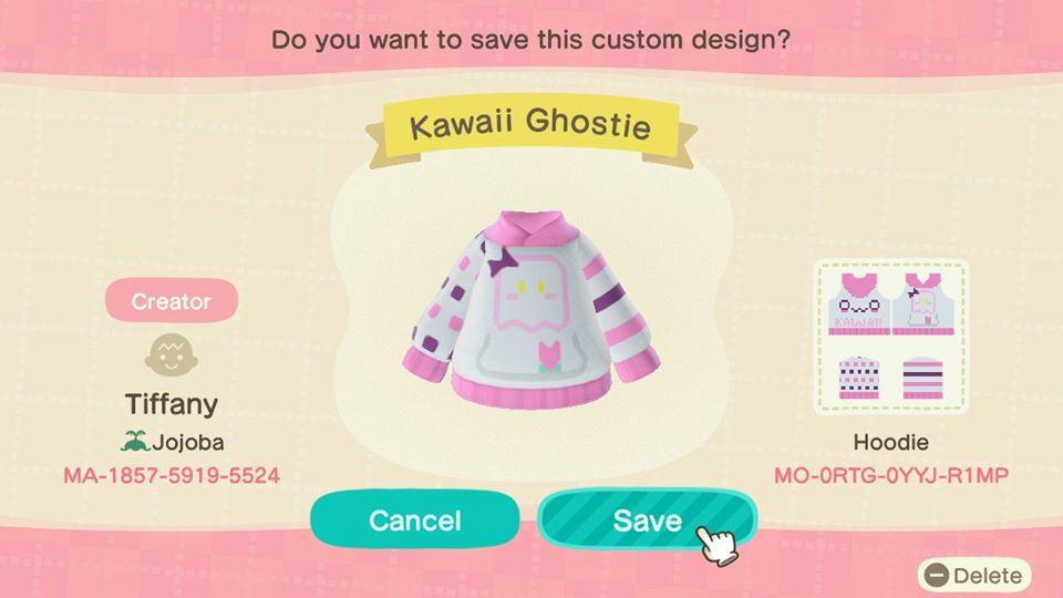 Animal Crossing Design Code: MO-0RTG-0YYJ-R1MP Kawaii Ghostie