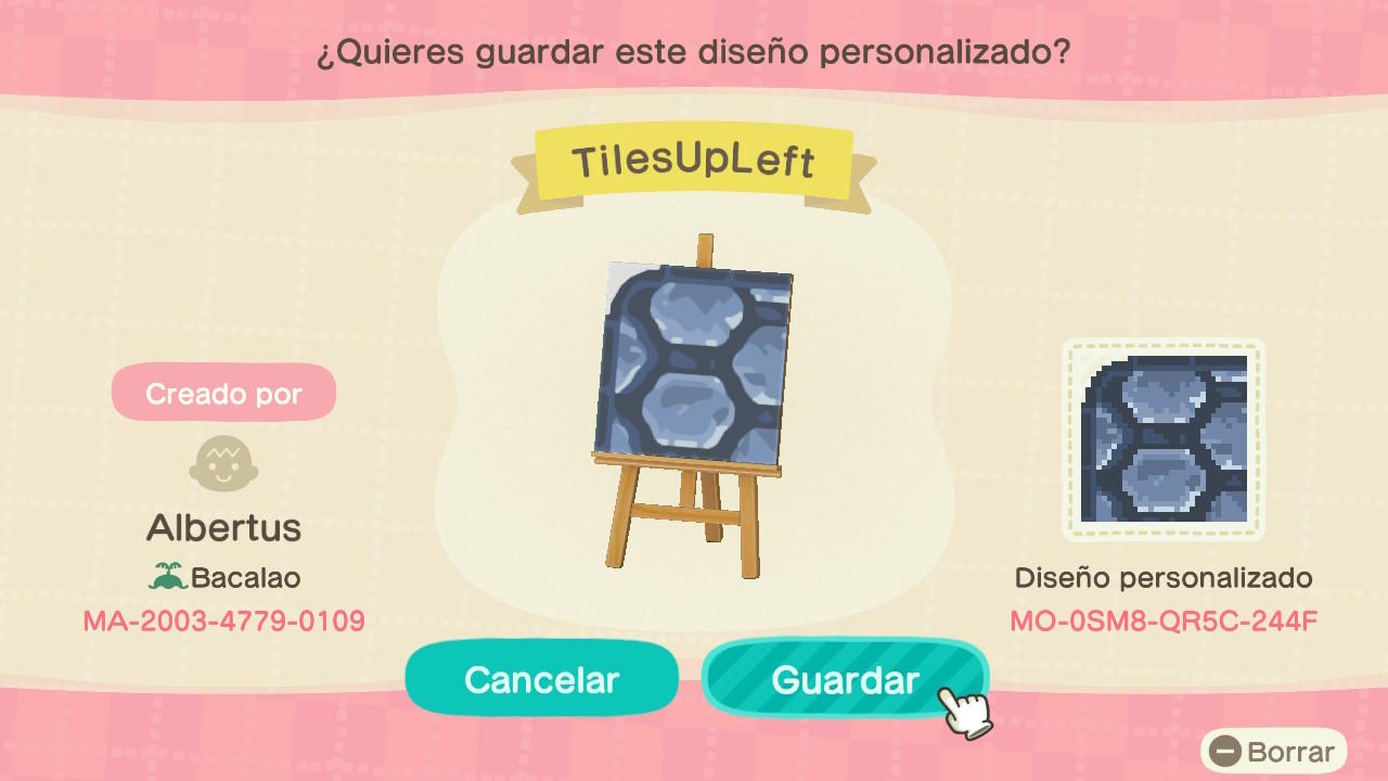 Animal Crossing Design Code: MO-0SM8-QR5C-244F Hexagon Tile UL