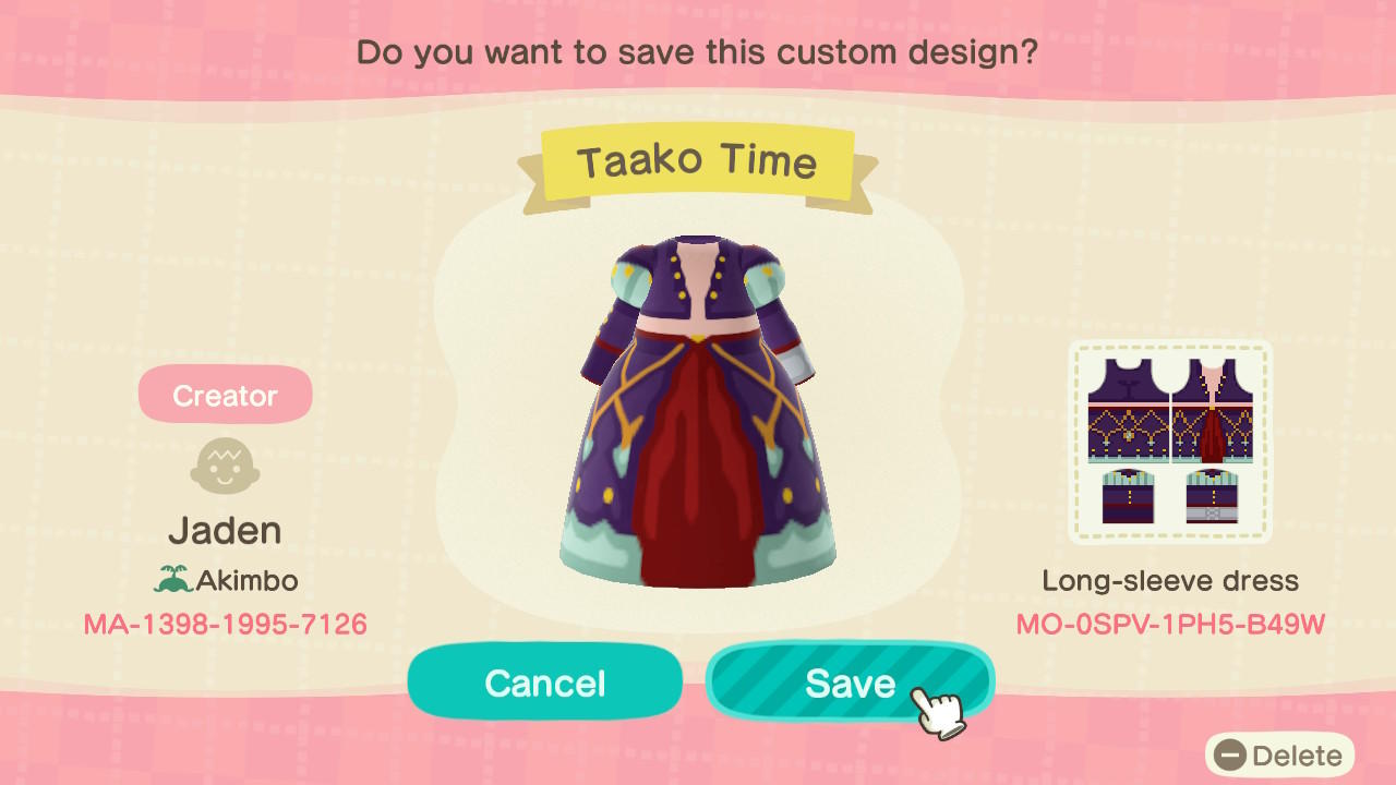 Animal Crossing Design Code: MO-0SPV-1PH5-B49W Taako Time