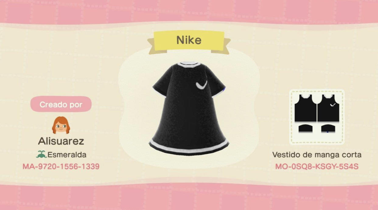 Animal Crossing Design Code: MO-0SQ8-KSGY-5S4S Nike dress