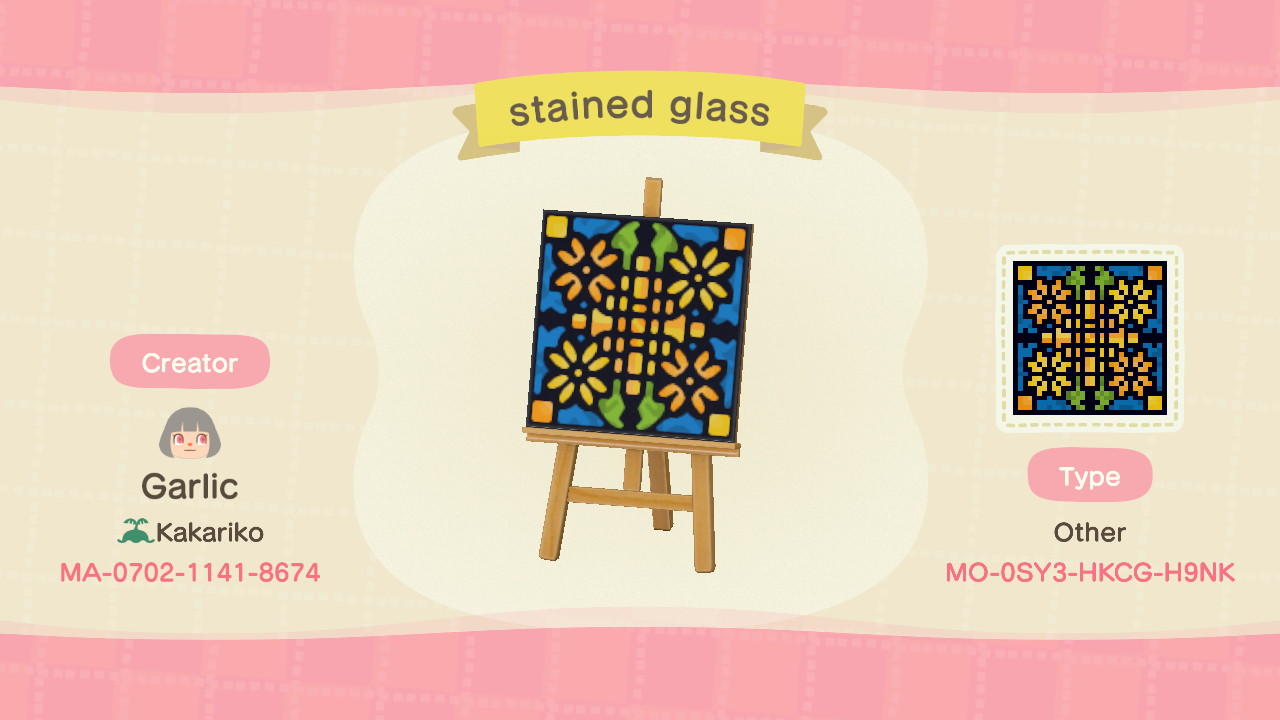 Animal Crossing Design Code: MO-0SY3-HKCG-H9NK stained glass sun
