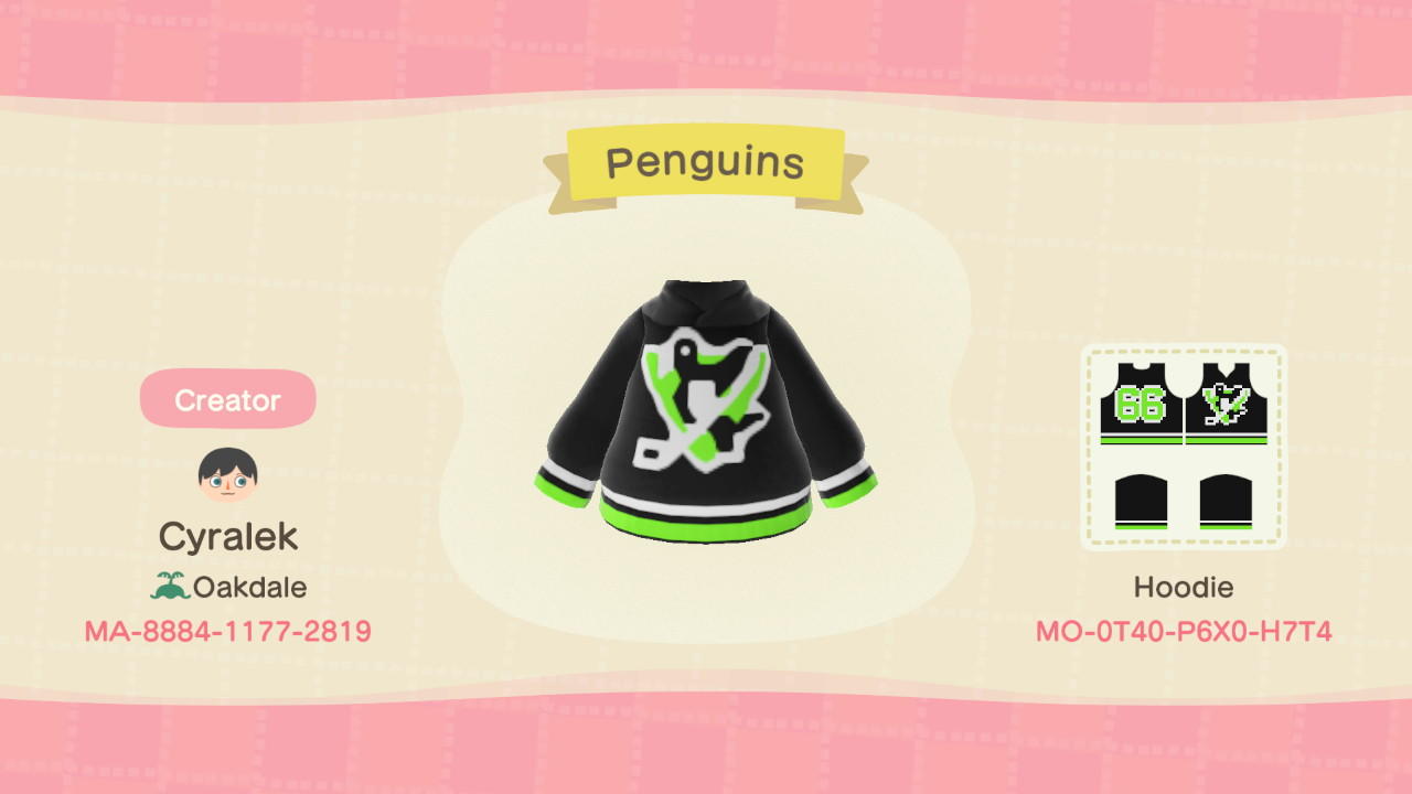 Animal Crossing Design Code: MO-0T40-P6X0-H7T4 Pittsburgh Penguins