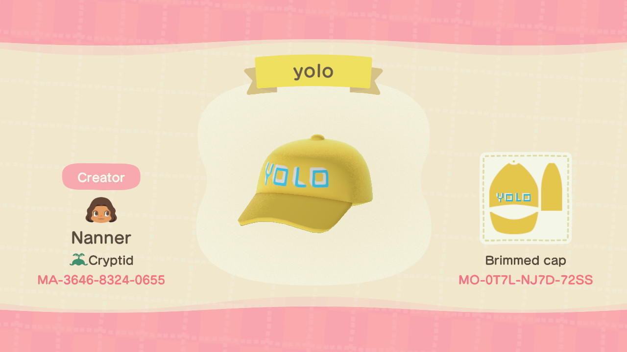Animal Crossing Design Code: MO-0T7L-NJ7D-72SS yolo