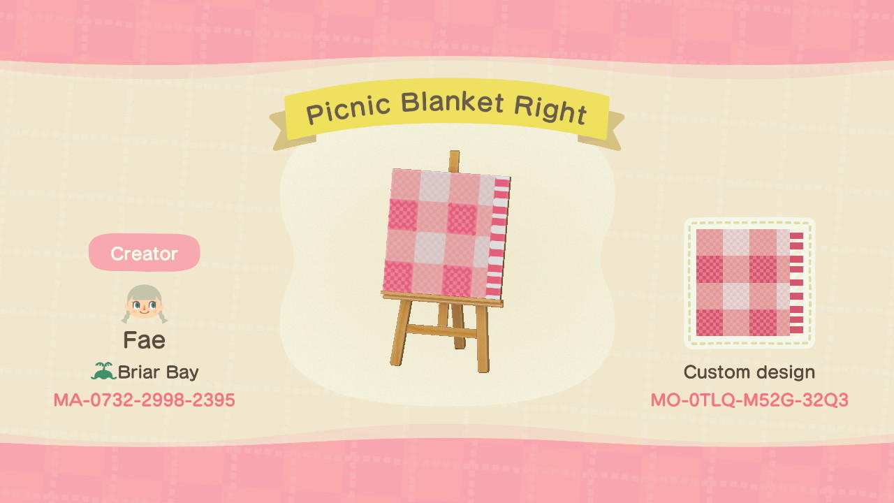 Animal Crossing Design Code: MO-0TLQ-M52G-32Q3 Picnic Blanket Right