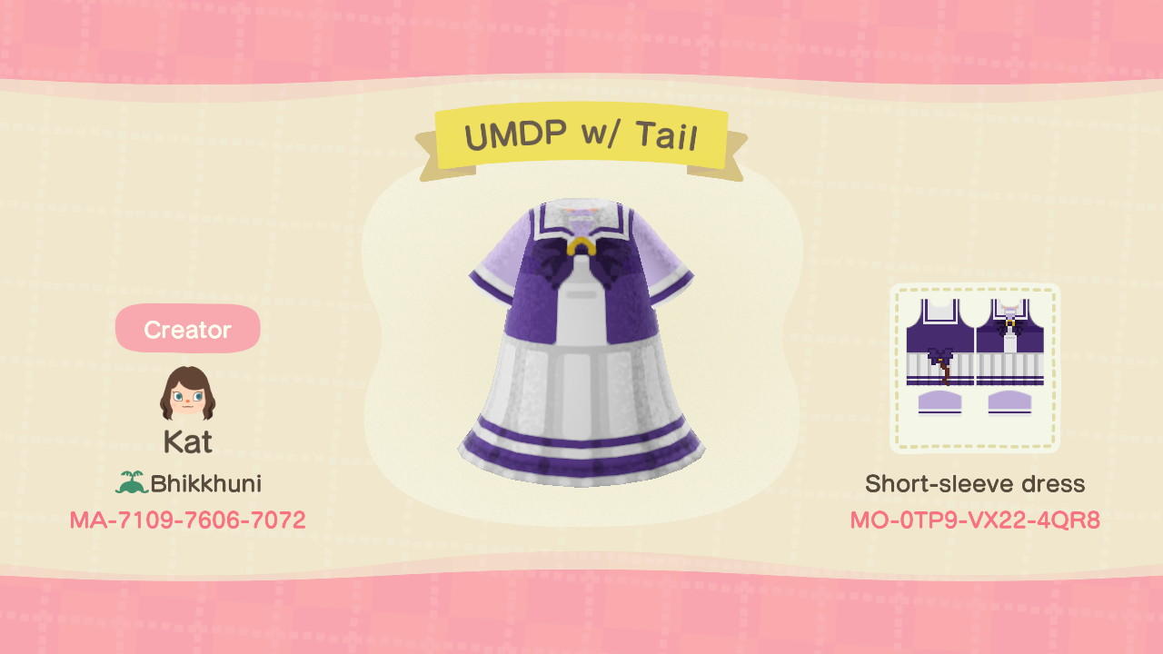 Animal Crossing Design Code: MO-0TP9-VX22-4QR8 UMDP w/ Tail