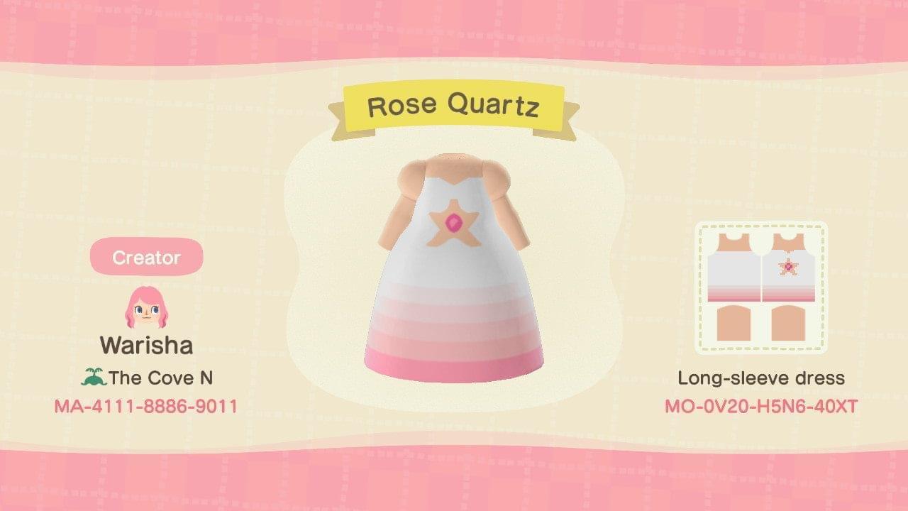 Animal Crossing Design Code: MO-0V20-H5N6-40XT Rose Quartz Dress