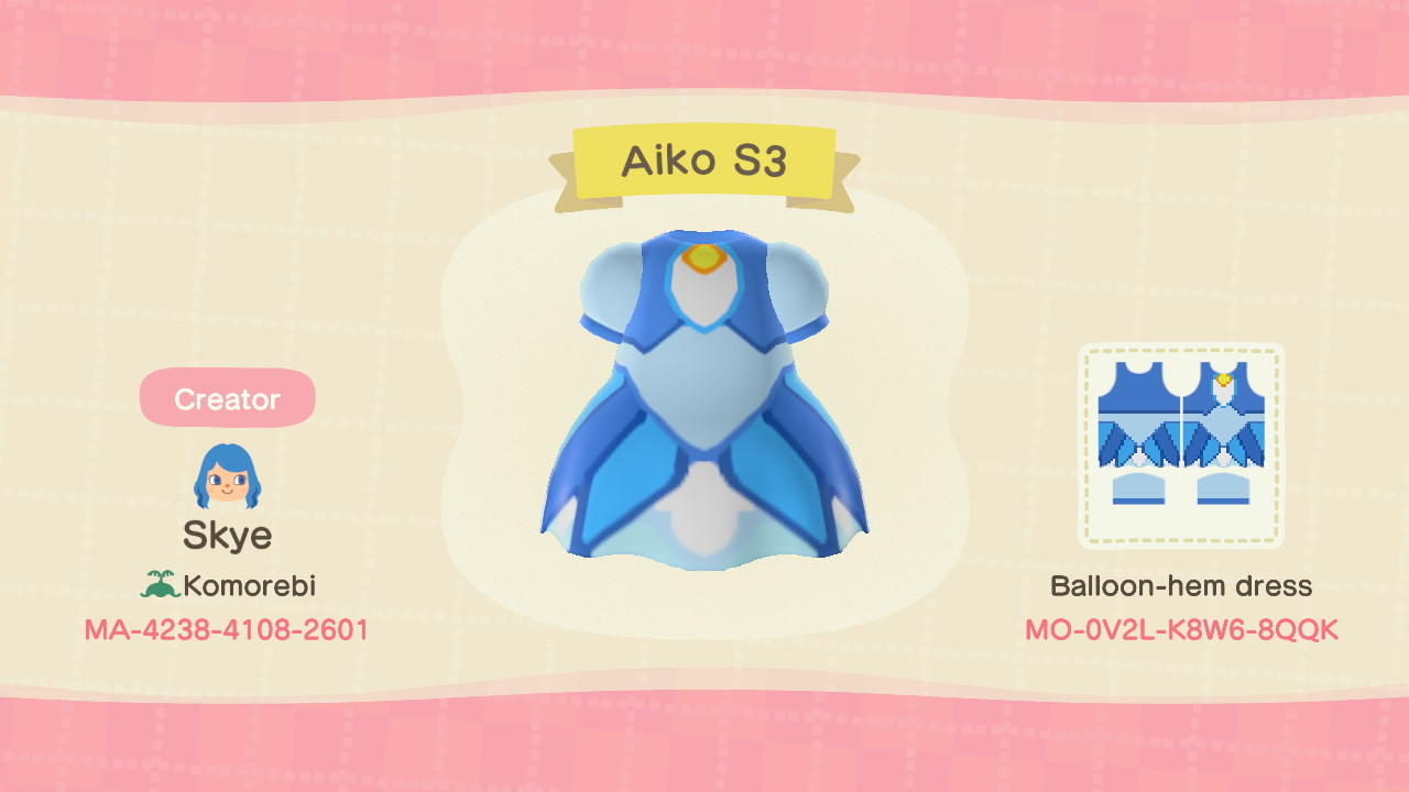 Animal Crossing Design Code: MO-0V2L-K8W6-8QQK Aiko S3