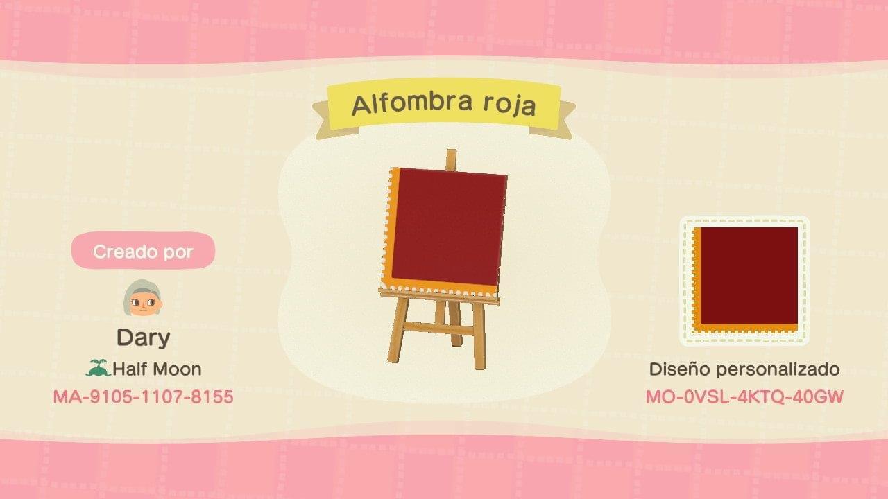 Animal Crossing Design Code: MO-0VSL-4KTQ-40GW Alfombra roja