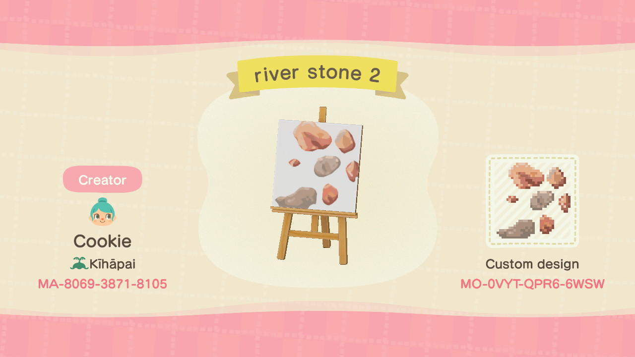 Animal Crossing Design Code: MO-0VYT-QPR6-6WSW river stone 2