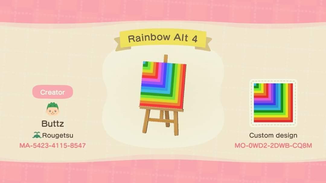 Animal Crossing Design Code: MO-0WD2-2DWB-CQ8M Rainbow Alt 4
