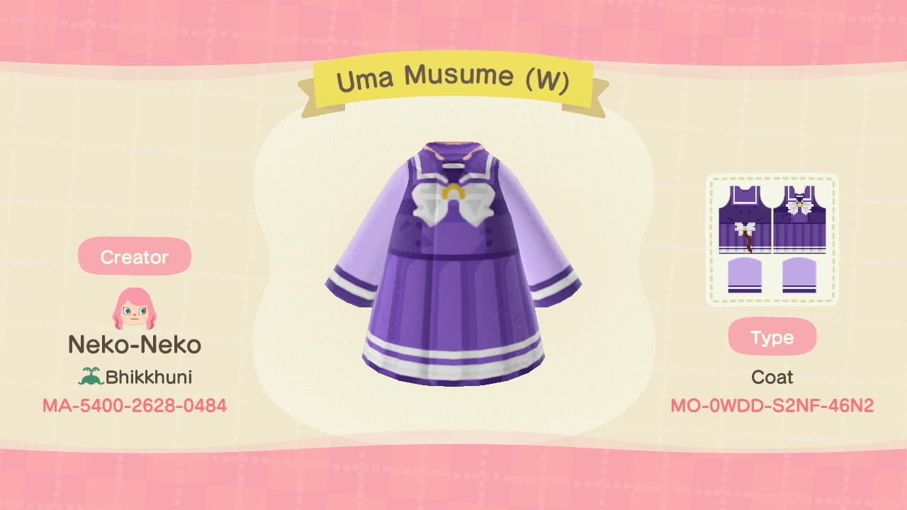 Animal Crossing Design Code: MO-0WDD-2628-0484 Uma Musume (Winter)