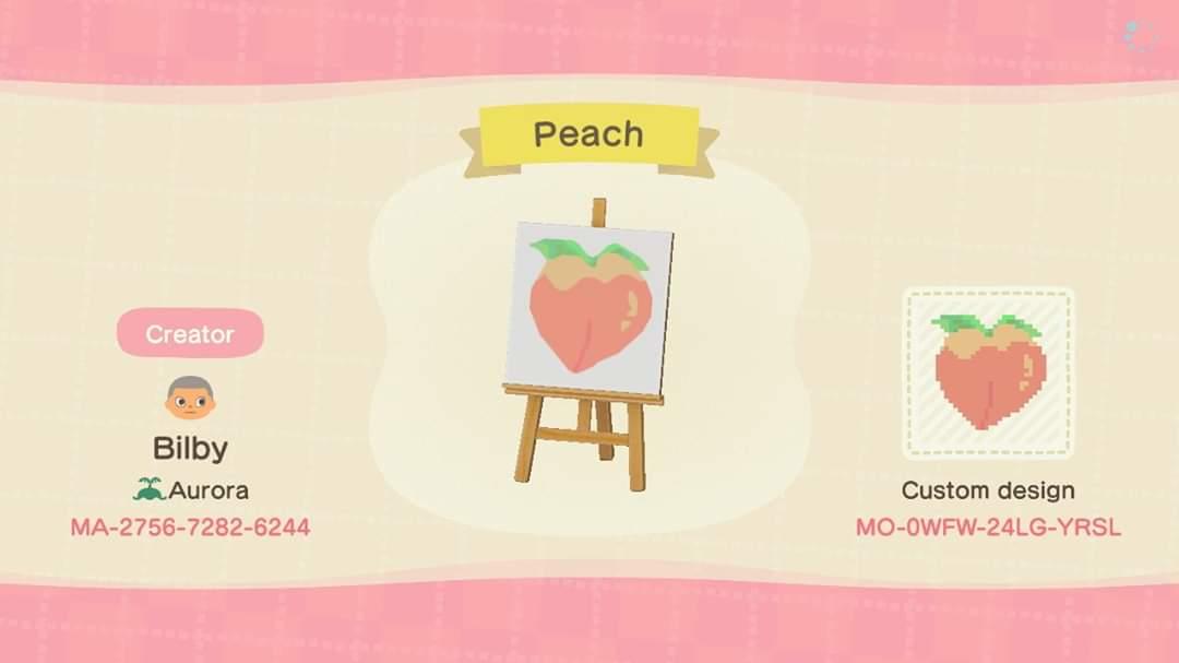 Animal Crossing Design Code: MO-0WFW-24LG-YRSL Peach tree marker