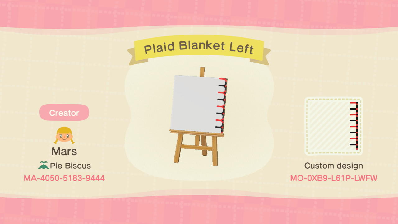 Animal Crossing Design Code: MO-0XB9-L61P-LWFW Plaid Blanket Left