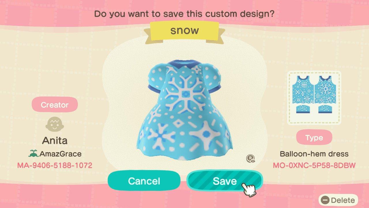 Animal Crossing Design Code: MO-0XNC-5P58-8DBW Snow