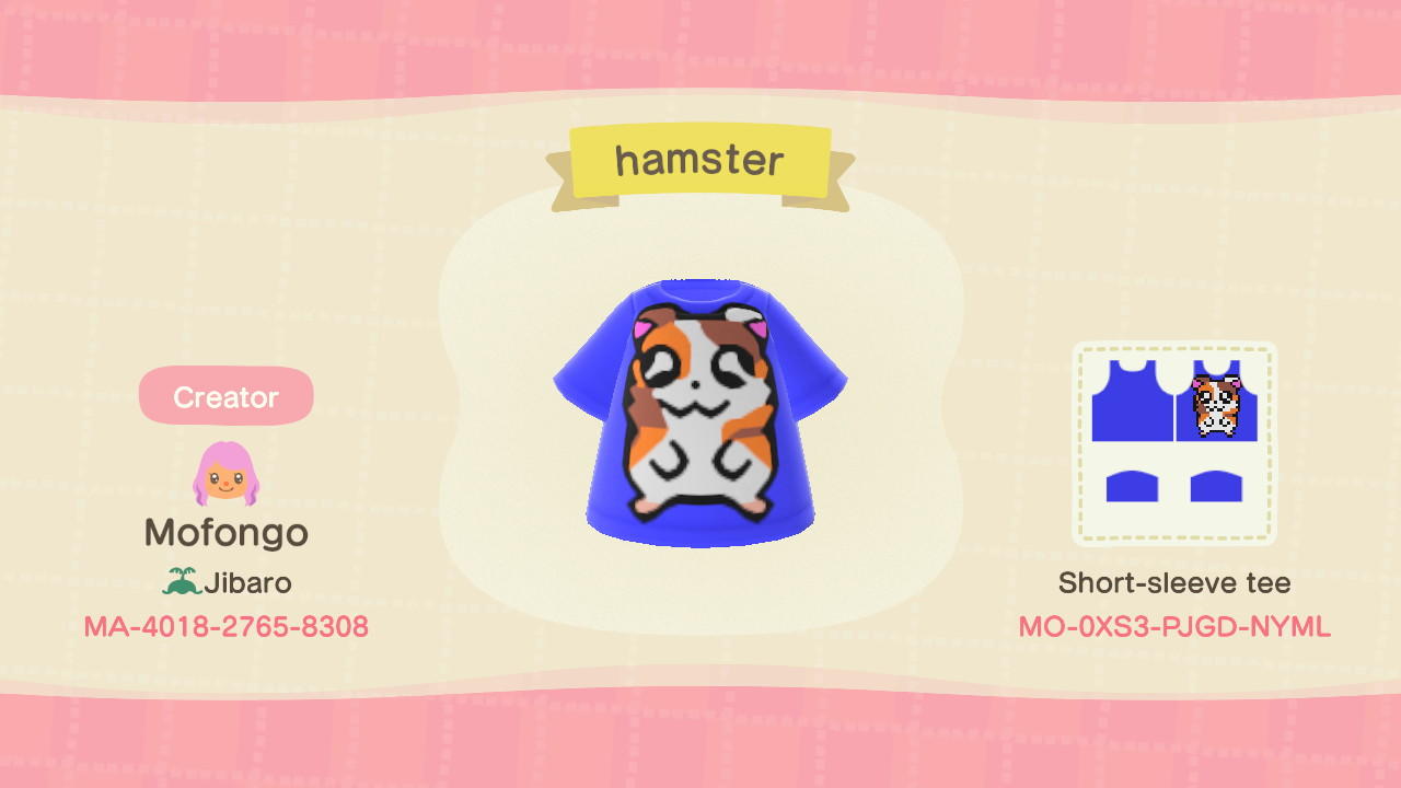 Animal Crossing Design Code: MO-0XS3-PJGD-NYML Hamster
