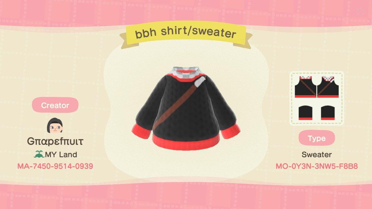 Animal Crossing Design Code: MO-0Y3N-3NW5-F8B8 bbh's sweater