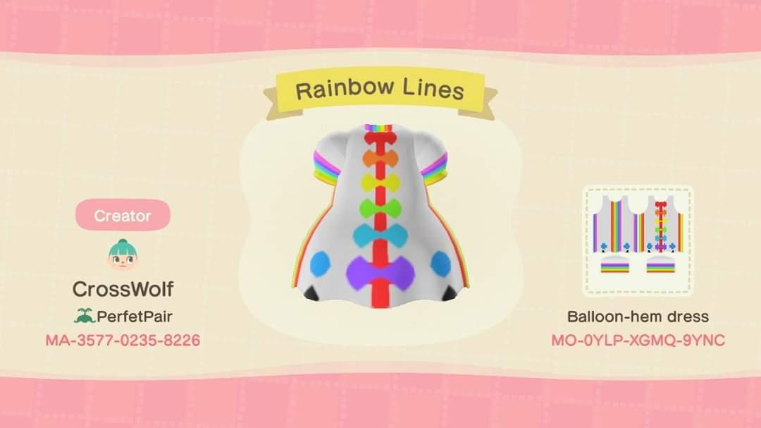 Animal Crossing Design Code: MO-0YLP-XGMQ-9YNC Rainbow Lines