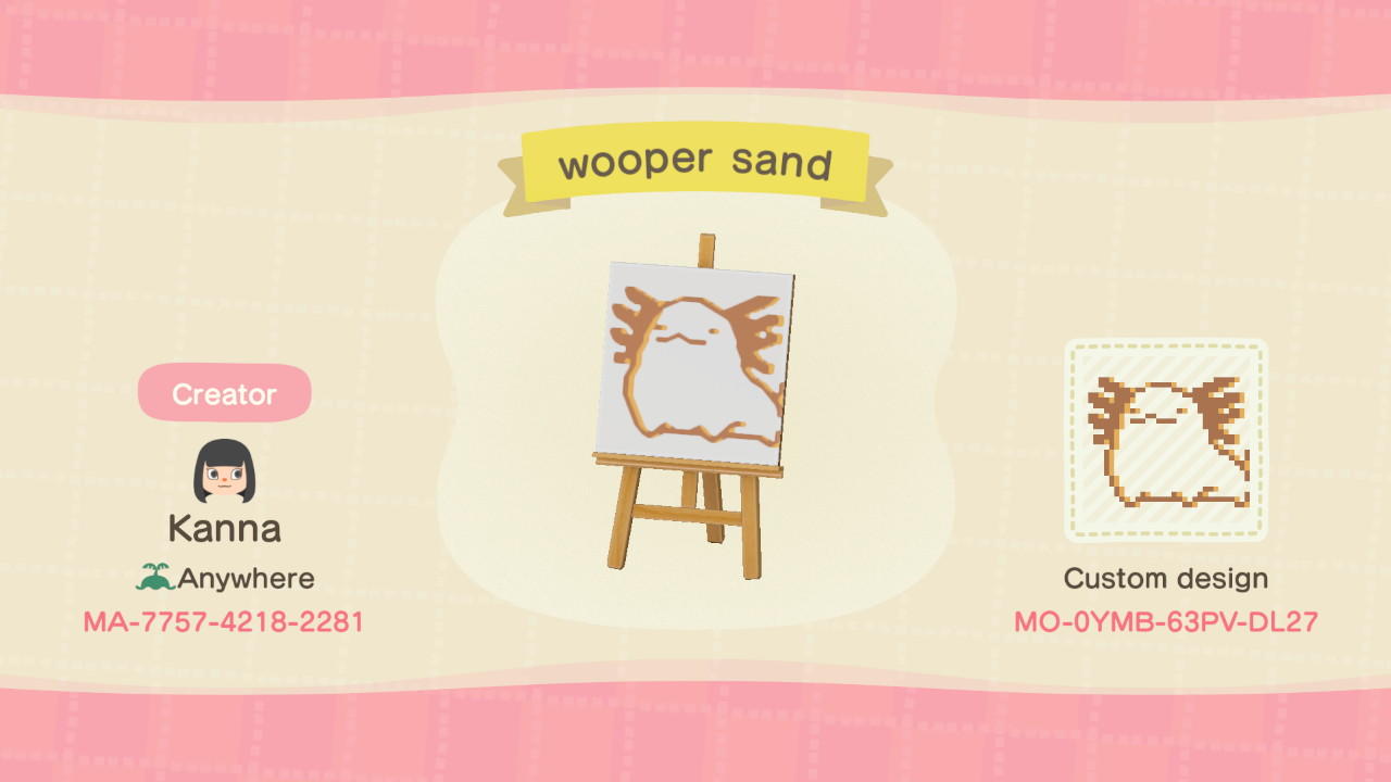 Animal Crossing Design Code: MO-0YMB-63PV-DL27 Beta Wooper Sand 1/2