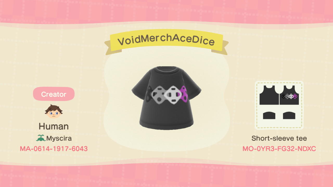 Animal Crossing Design Code: MO-0YR3-FG32-NDXC VoidMerchAceDice